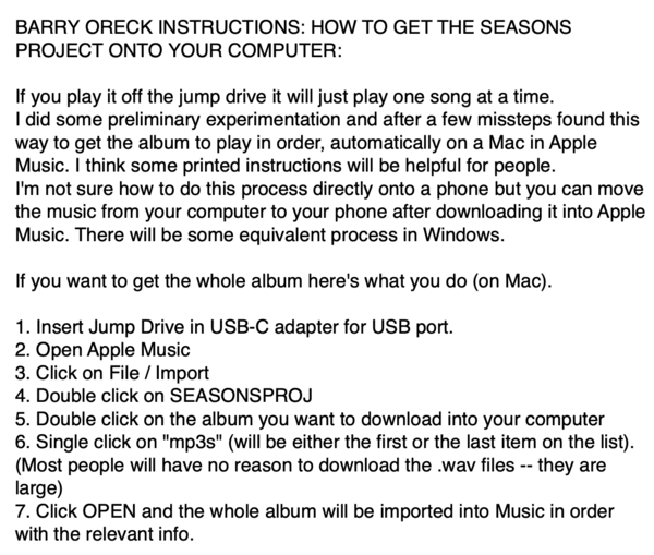 BARRY ORECK SHOWS US HOW TO GET 'THE SEASONS PROJECT' ON TO OUR COMPUTERS