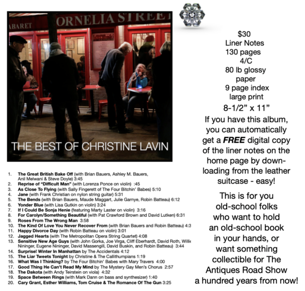 BRAND NEW OLD SCHOOL LINER NOTES FOR THE BEST OF CHRISTINE LAVIN NOW IN STORE $30