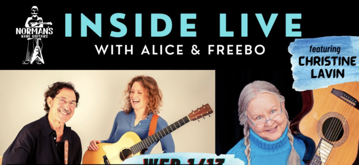 Alice Howe is a spectacular singer, Freebo a brilliant bassist - Im their guest on Wednesday at 8 PM Eastern - plus an After Party with a surprise guest